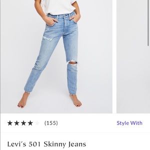 Vintage Levi 501 ripped skinny Jean